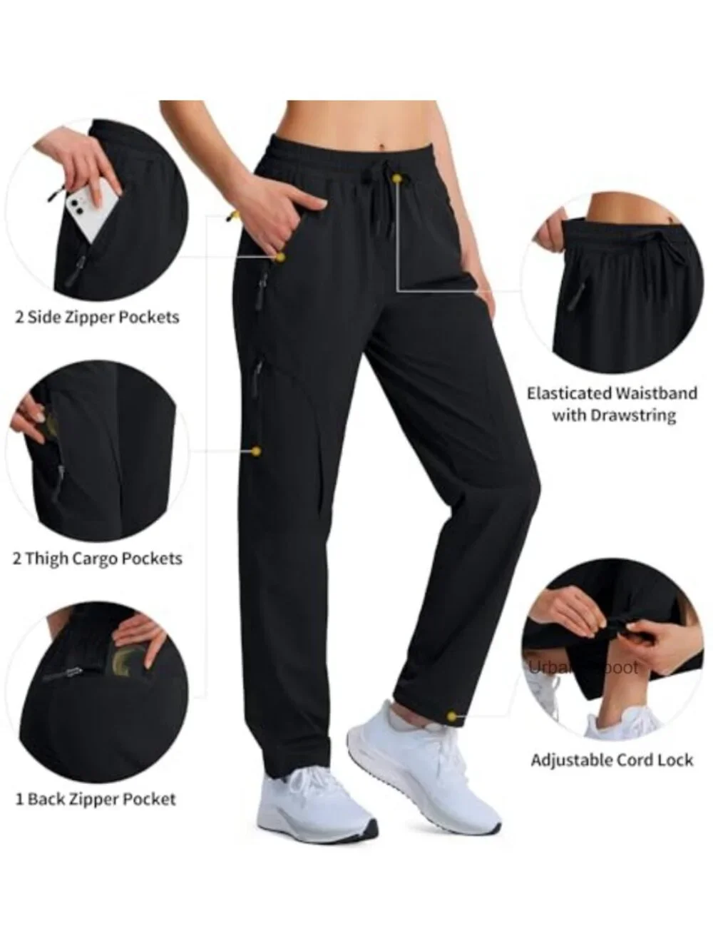 Women's Hiking Pants Quick Dry Lightweight Cargo Pants UPF 50 Water Resistant_4